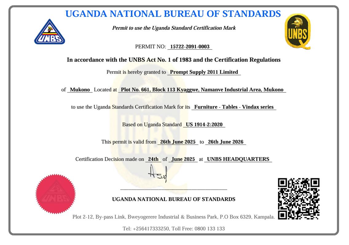 UNBS Certificate