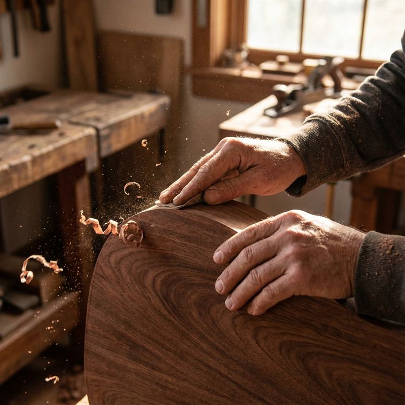 Artisan hands crafting furniture